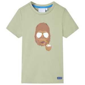 T-shirt de manga curta para criança caqui-claro 104