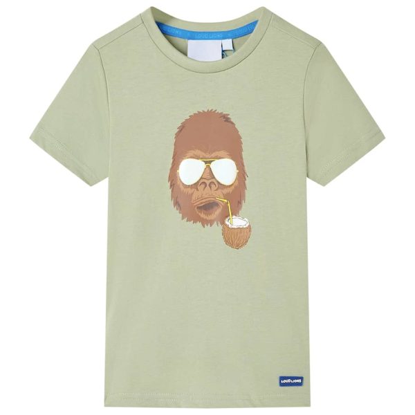 T-shirt de manga curta para criança caqui-claro 104