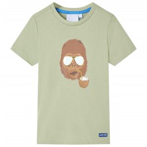 T-shirt de manga curta para criança caqui-claro 128