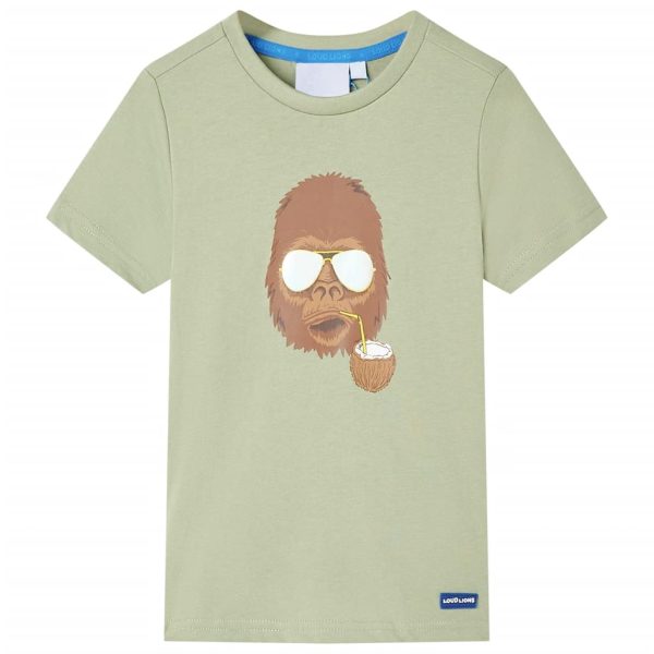 T-shirt de manga curta para criança caqui-claro 128
