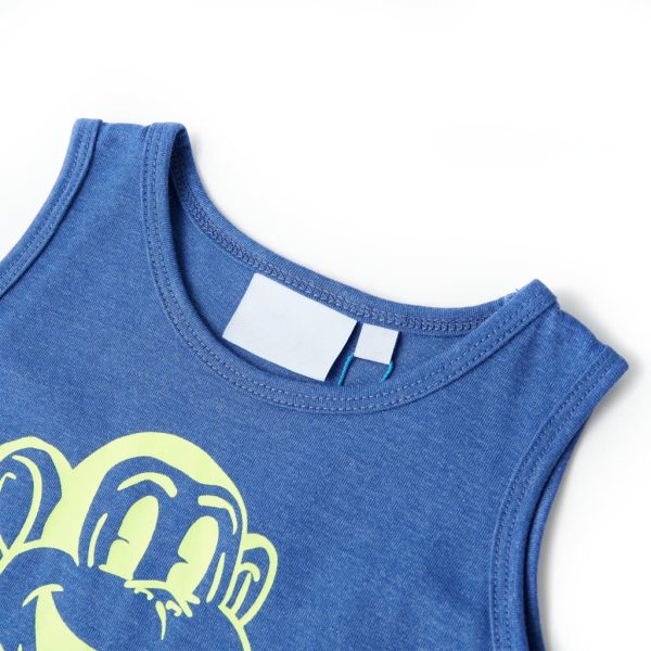 T-shirt de manga cava para criança azul-mesclado 104 - Image 3
