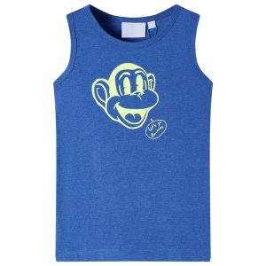 T-shirt de manga cava para criança azul-mesclado 128