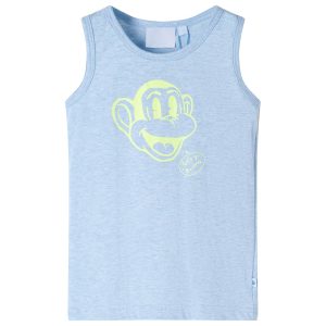 T-shirt de manga cava para criança azul-suave 104