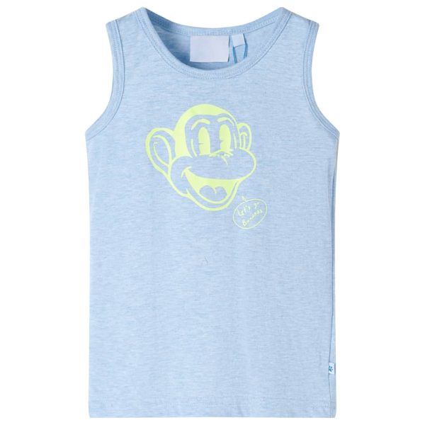 T-shirt de manga cava para criança azul-suave 104