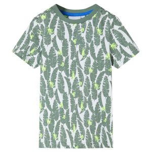 T-shirt para criança cor cru e hera-escuro 104