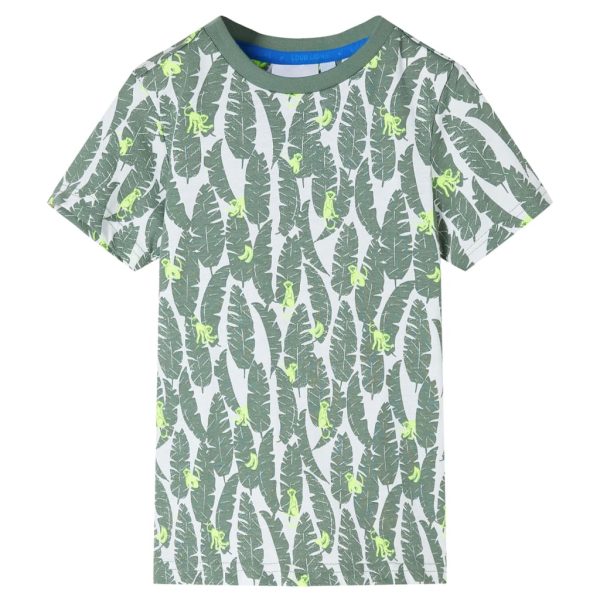 T-shirt para criança cor cru e hera-escuro 104