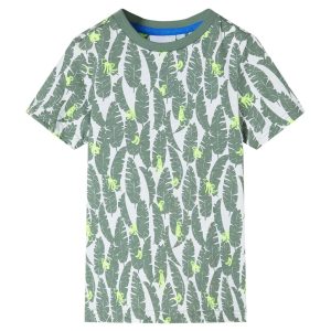 T-shirt para criança cor cru e hera-escuro 128