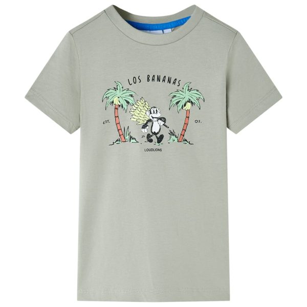 T-shirt infantil caqui-claro 128