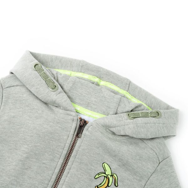 Sweatshirt para criança com capuz e fecho caqui-claro mesclado 92 - Image 3
