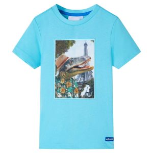 T-shirt para criança cor ciano 104