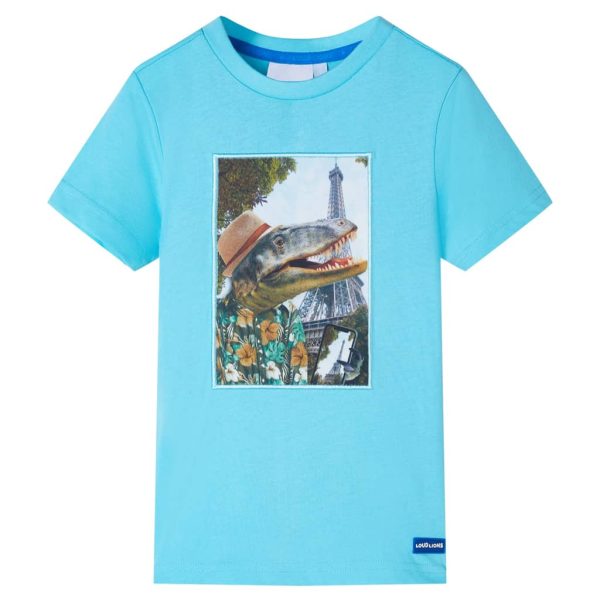T-shirt para criança cor ciano 104