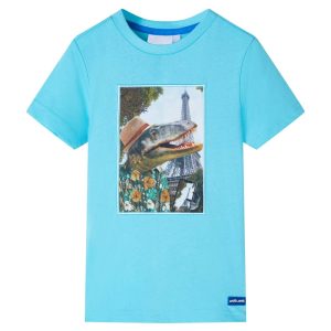 T-shirt para criança cor ciano 116