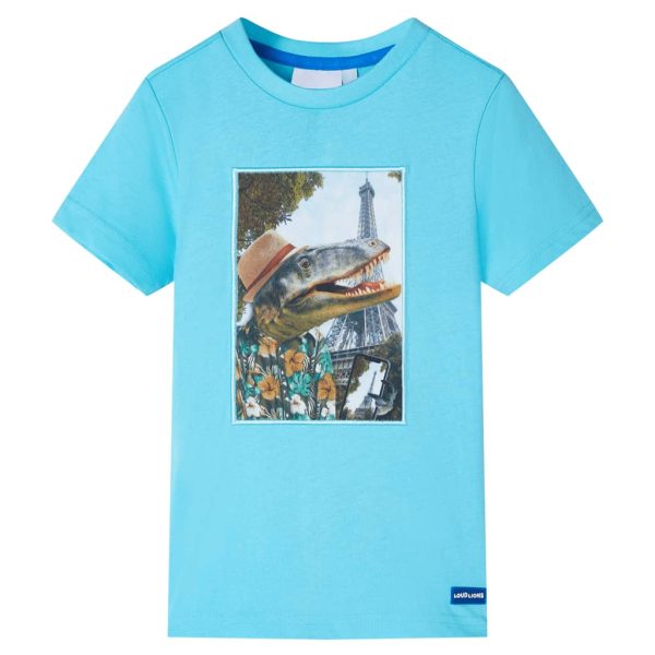 T-shirt para criança cor ciano 128