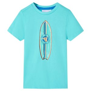 T-shirt de manga curta para criança ciano 92