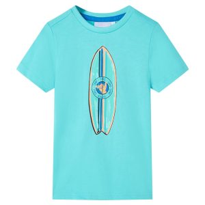 T-shirt de manga curta para criança ciano 116
