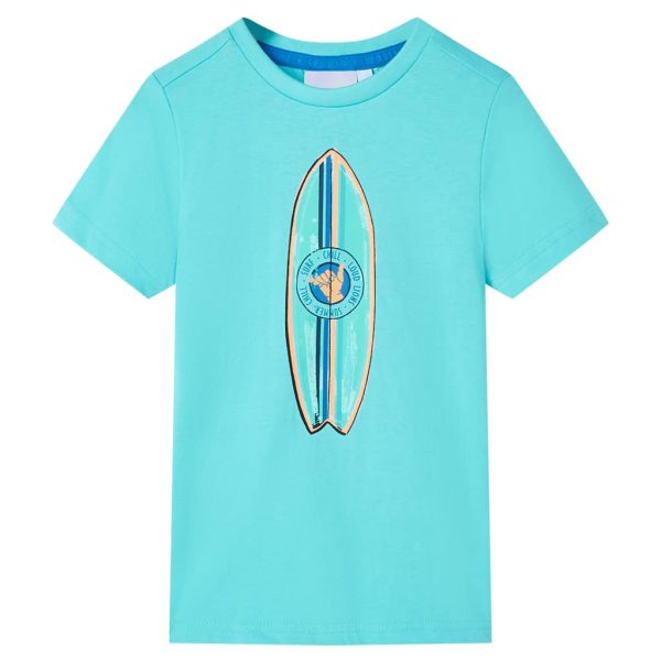 T-shirt de manga curta para criança ciano 116