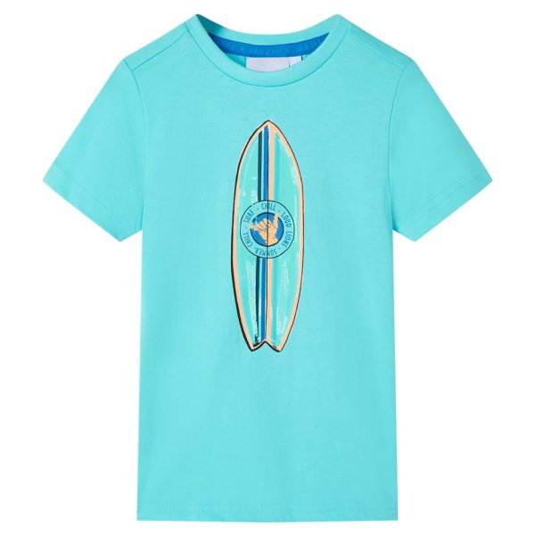 T-shirt de manga curta para criança ciano 128
