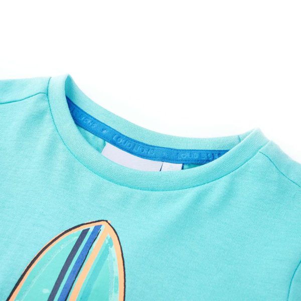 T-shirt de manga curta para criança ciano 128 - Image 3