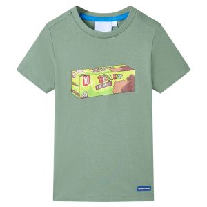 T-shirt de manga curta para criança caqui 128