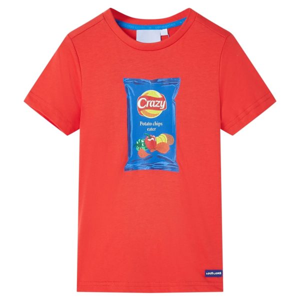 T-shirt de manga curta para criança vermelho 104