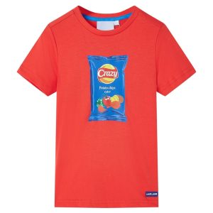 T-shirt de manga curta para criança vermelho 128