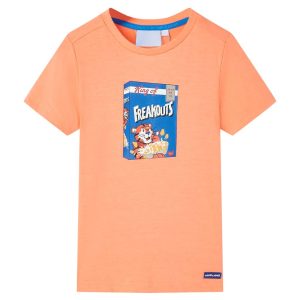 T-shirt de manga curta para criança laranja néon 140