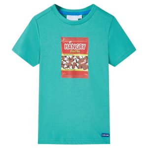 T-shirt infantil com mangas curtas menta-escuro 104