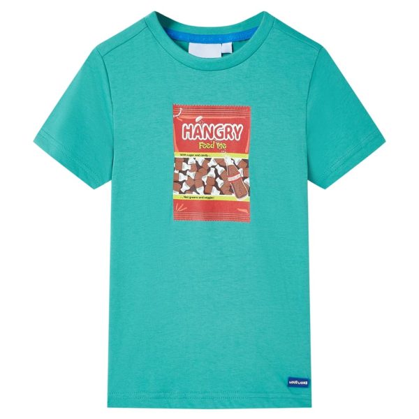 T-shirt infantil com mangas curtas menta-escuro 104
