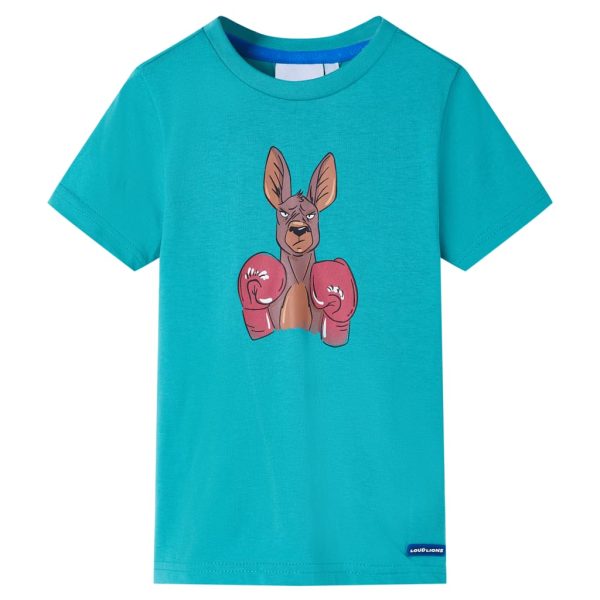 T-shirt infantil com mangas curtas menta-escuro 128
