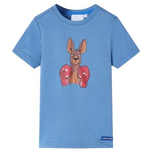 T-shirt infantil com mangas curtas azul-médio 128