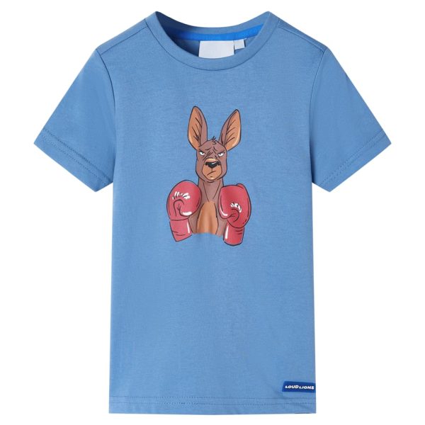 T-shirt infantil com mangas curtas azul-médio 128