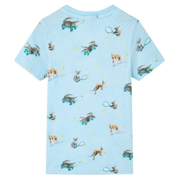 T-shirt para criança azul-claro mesclado 92 - Image 2