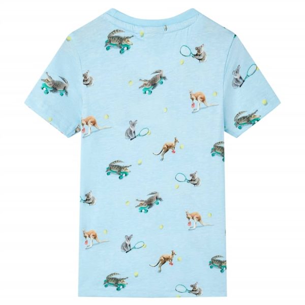 T-shirt para criança azul-claro mesclado 116 - Image 2