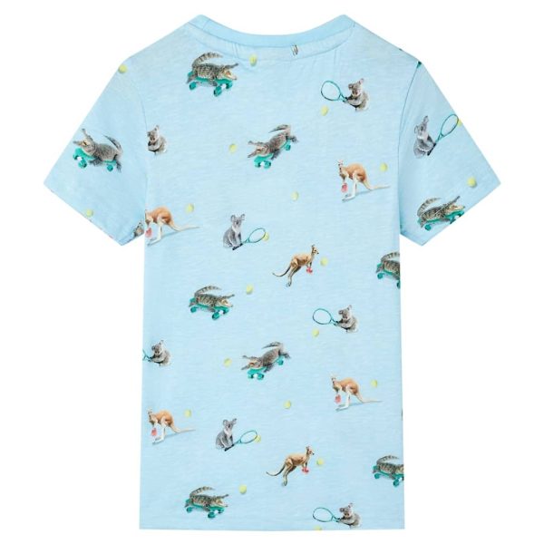 T-shirt para criança azul-claro mesclado 140 - Image 2