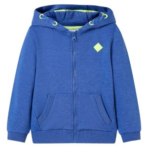 Sweatshirt para criança com capuz e fecho azul mesclado 92