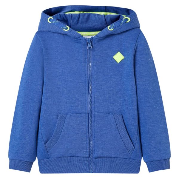 Sweatshirt para criança com capuz e fecho azul mesclado 92