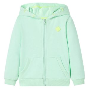 Sweatshirt para criança com capuz e fecho verde-brilhante 92