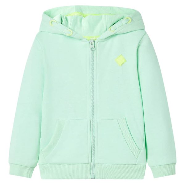 Sweatshirt para criança com capuz e fecho verde-brilhante 92