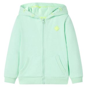 Sweatshirt para criança com capuz e fecho verde-brilhante 116