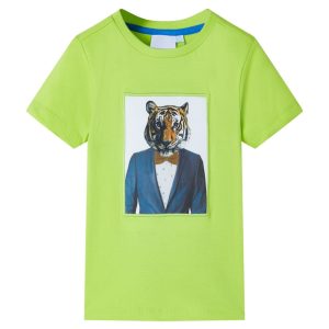 T-shirt de manga curta para criança cor lima 128