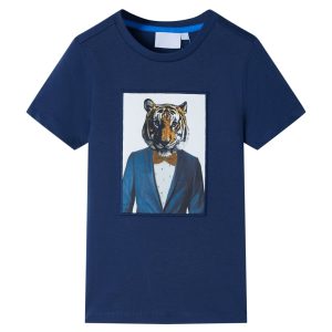 T-shirt para criança com mangas curtas azul-escuro 104