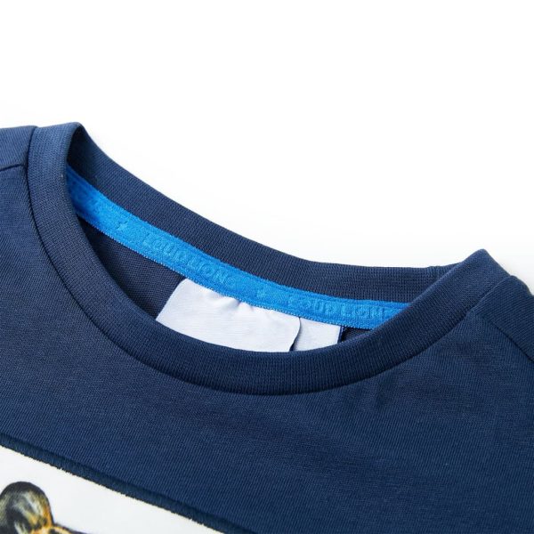 T-shirt para criança com mangas curtas azul-escuro 104 - Image 3