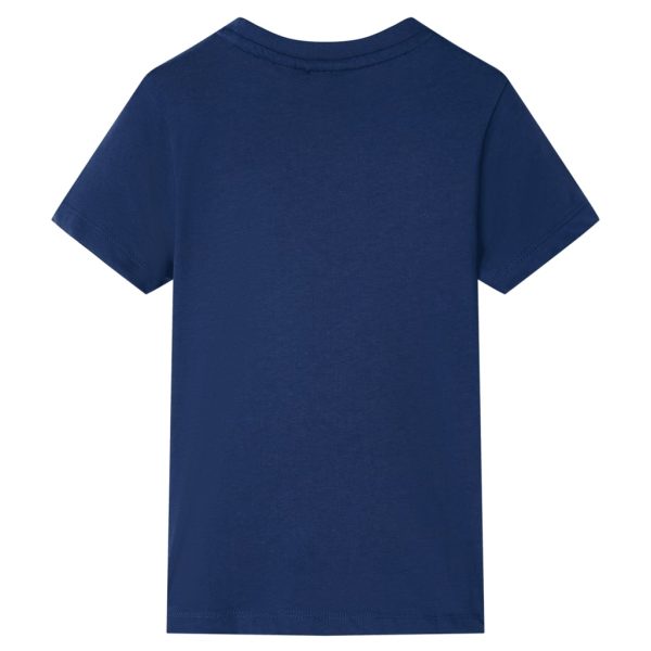 T-shirt de manga curta para criança azul-escuro 140 - Image 2