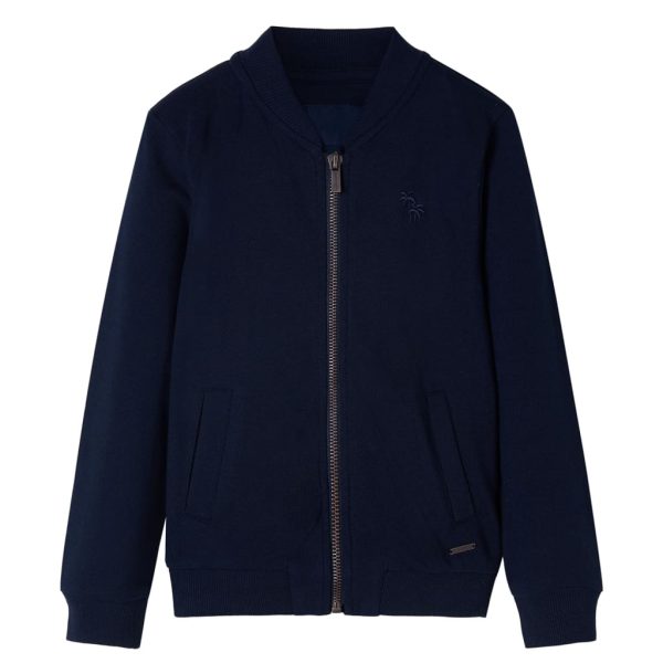 Sweatshirt para criança com fecho azul-marinho 128
