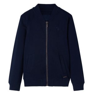 Sweatshirt para criança com fecho azul-marinho 140