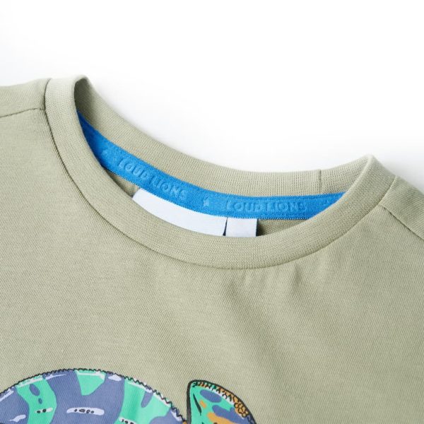 T-shirt de manga curta para criança caqui-claro 92 - Image 3