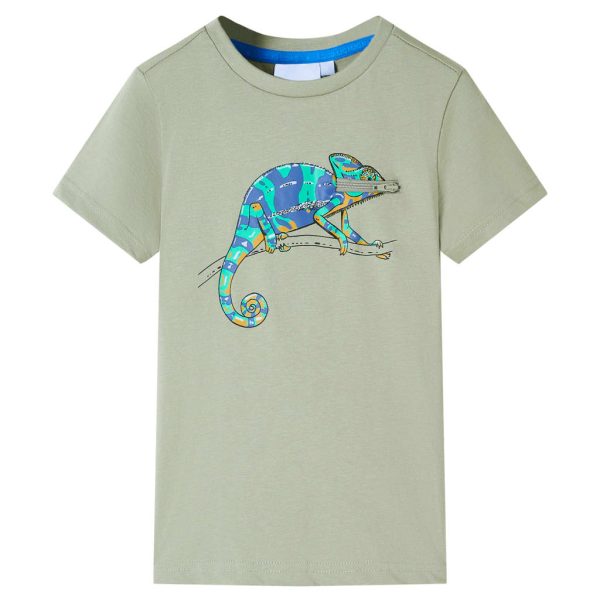 T-shirt de manga curta para criança caqui-claro 104