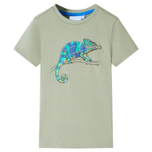 T-shirt de manga curta para criança caqui-claro 128