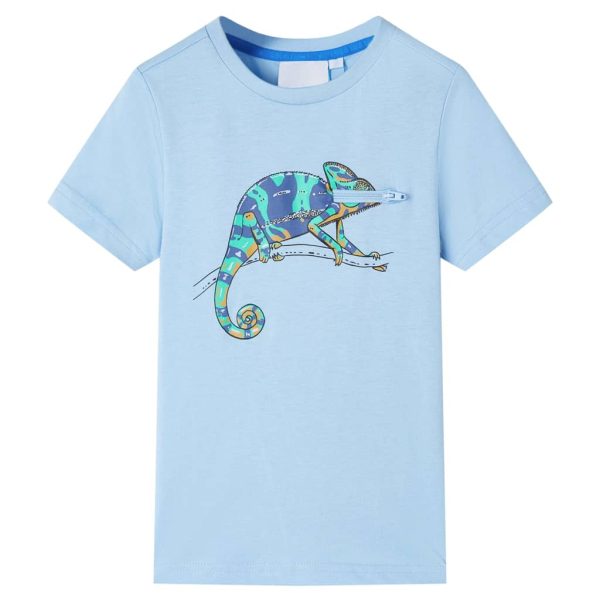 T-shirt de manga curta para criança azul-claro 92