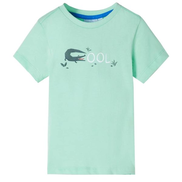 T-shirt manga curta para criança verde-claro 104